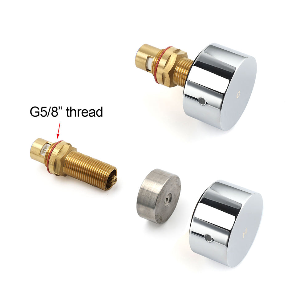 Polished Chrome Round 1/4 Turn Twin Shower Taps Set Hot Cold Water Switch Mixer V1233-KC0292CR