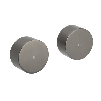 Gun Metal Grey 1/4 Turn Round Hot Cold Tap Wall Set Shower Vanity Spout Switch V1233-KC0292GM