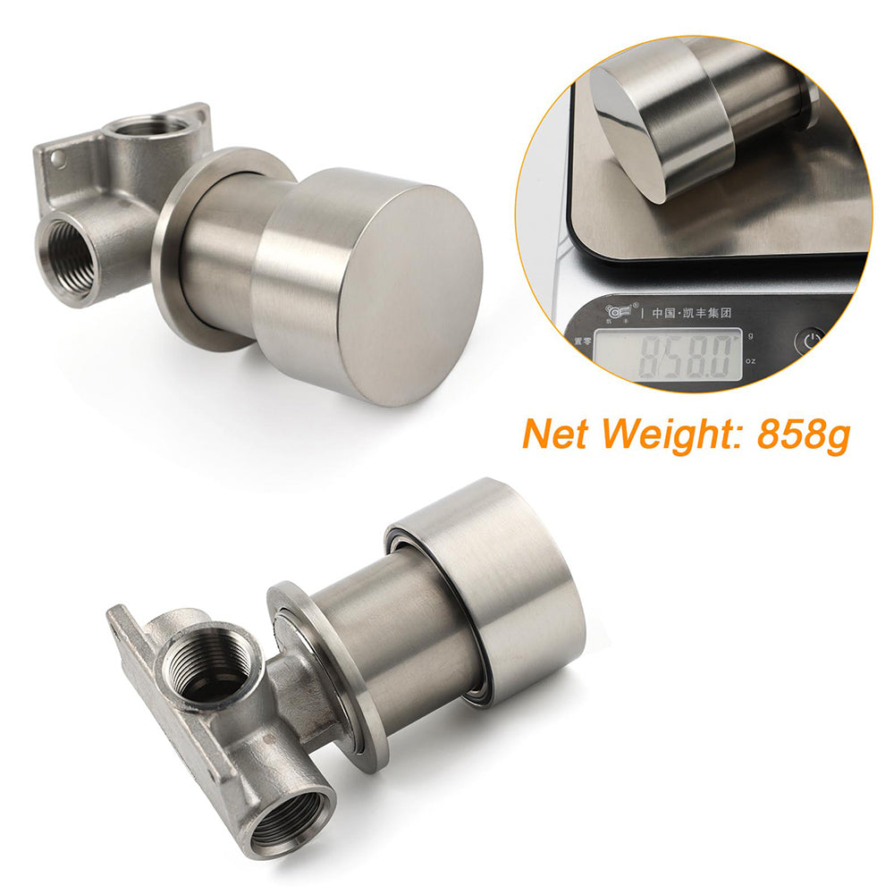 Brushed Nickel Bath Shower Mixer Round 1/4 Knob Hot Cold Tap Cartridge Spindle V1233-KC1292BN