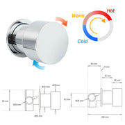 Watermark Chrome 1/4 Turn Switch Hot Cold Water Mixer Bathroom Shower Tap Valve V1233-KC1292CR