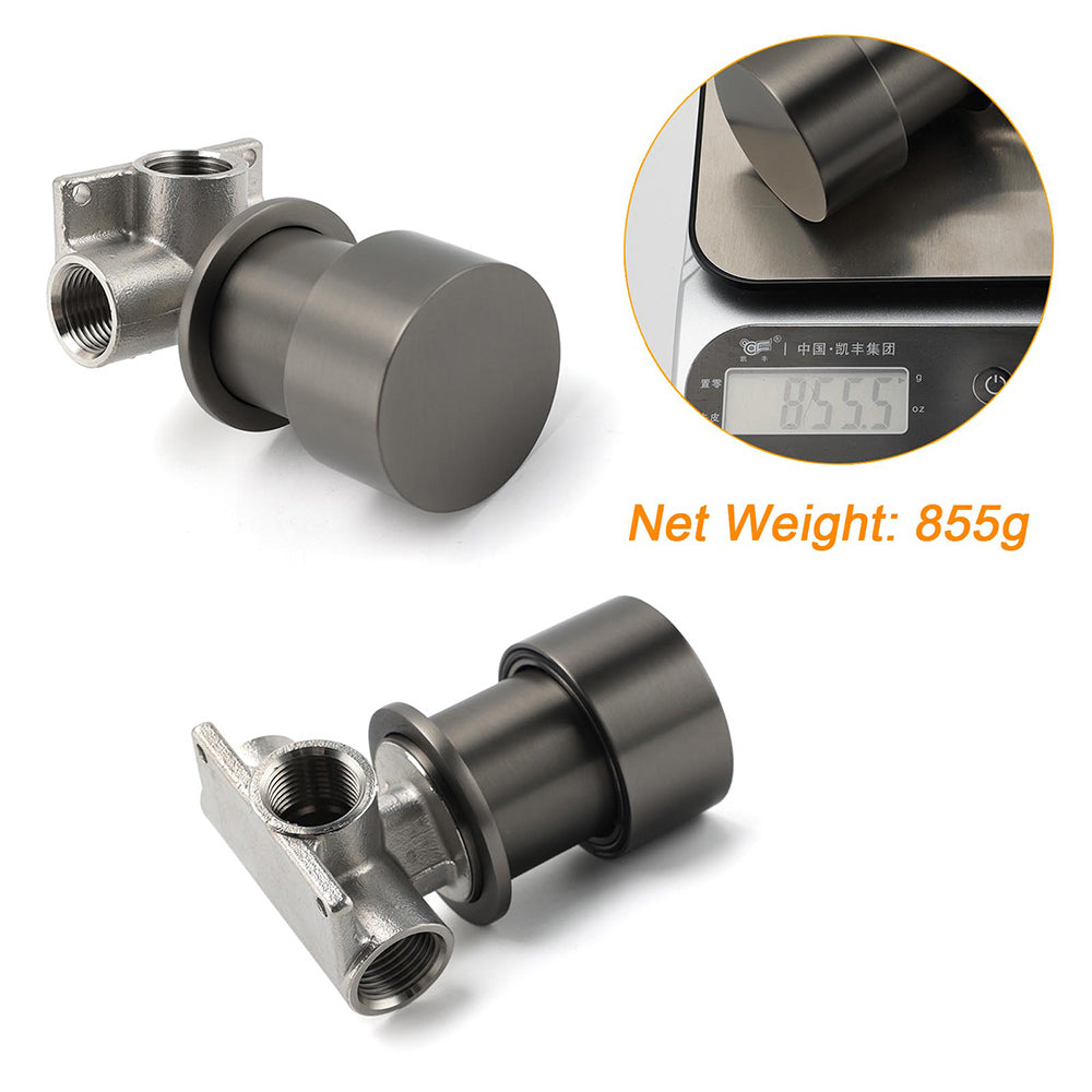 Gun Metal Round 1/4 Knob Handle Wall Mounted Shower Hot Cold Water Mixer Tap Kit V1233-KC1292GM
