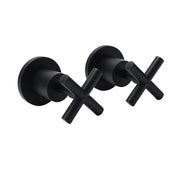 Matt Black 1/4 Turn Twin Taps Hot Cold Water Control Mixer For Bath Spout Shower V1233-KCR201BL