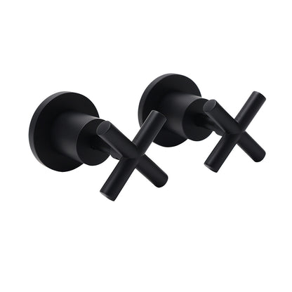 Matt Black 1/4 Turn Twin Taps Hot Cold Water Control Mixer For Bath Spout Shower V1233-KCR201BL