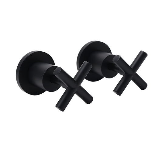 Matt Black 1/4 Turn Twin Taps Hot Cold Water Control Mixer For Bath Spout Shower V1233-KCR201BL