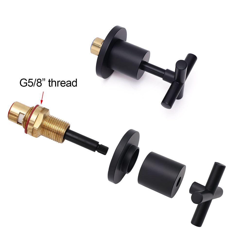 Matt Black 1/4 Turn Twin Taps Hot Cold Water Control Mixer For Bath Spout Shower V1233-KCR201BL