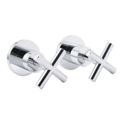 Mirror Chrome 1/4 Turn Twin Taps Hot Cold Water Control Mixer For Bath Spout Set V1233-KCR201CR