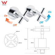 Mirror Chrome 1/4 Turn Twin Taps Hot Cold Water Control Mixer For Bath Spout Set V1233-KCR201CR