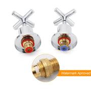 Mirror Chrome 1/4 Turn Twin Taps Hot Cold Water Control Mixer For Bath Spout Set V1233-KCR201CR