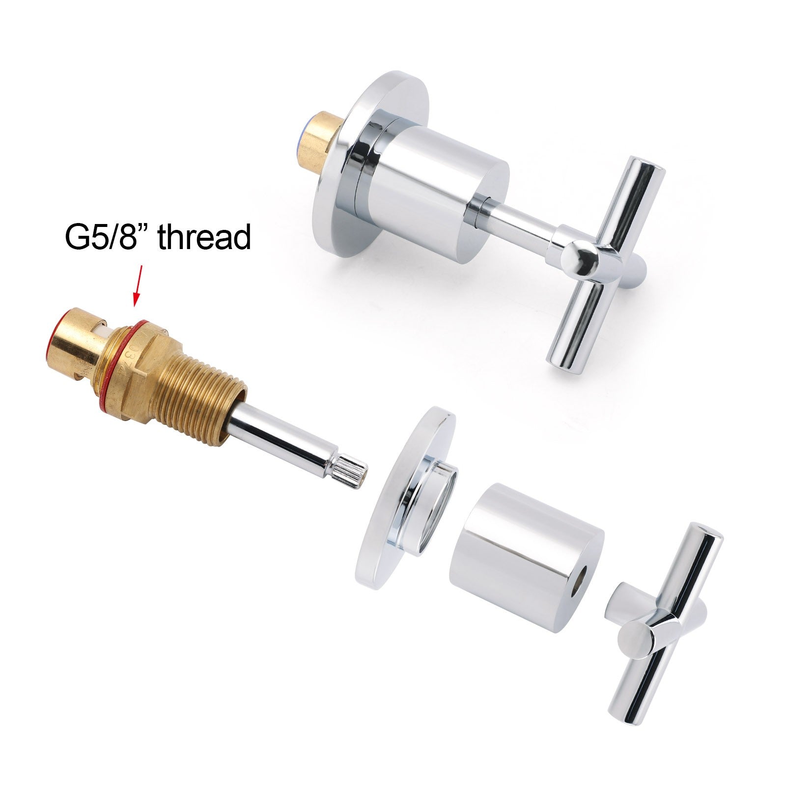 Mirror Chrome 1/4 Turn Twin Taps Hot Cold Water Control Mixer For Bath Spout Set V1233-KCR201CR