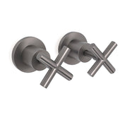 Gun Metal Shower 1/4 Turn Twin Taps Pair Bath Spout Hot Cold Water Mixer Valve V1233-KCR201GM