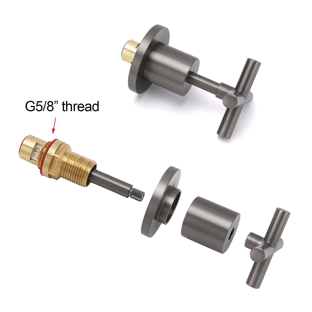 Gun Metal Shower 1/4 Turn Twin Taps Pair Bath Spout Hot Cold Water Mixer Valve V1233-KCR201GM