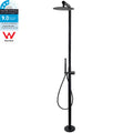 WELS Matte Black 316SUS Dual Shower Set Outdoor Bath System Rainfall 10" Head V1233-KH222B