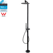 WELS Matte Black 316SUS Dual Shower Set Outdoor Bath System Rainfall 10" Head V1233-KH222B