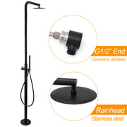 WELS Matte Black 316SUS Dual Shower Set Outdoor Bath System Rainfall 10" Head V1233-KH222B