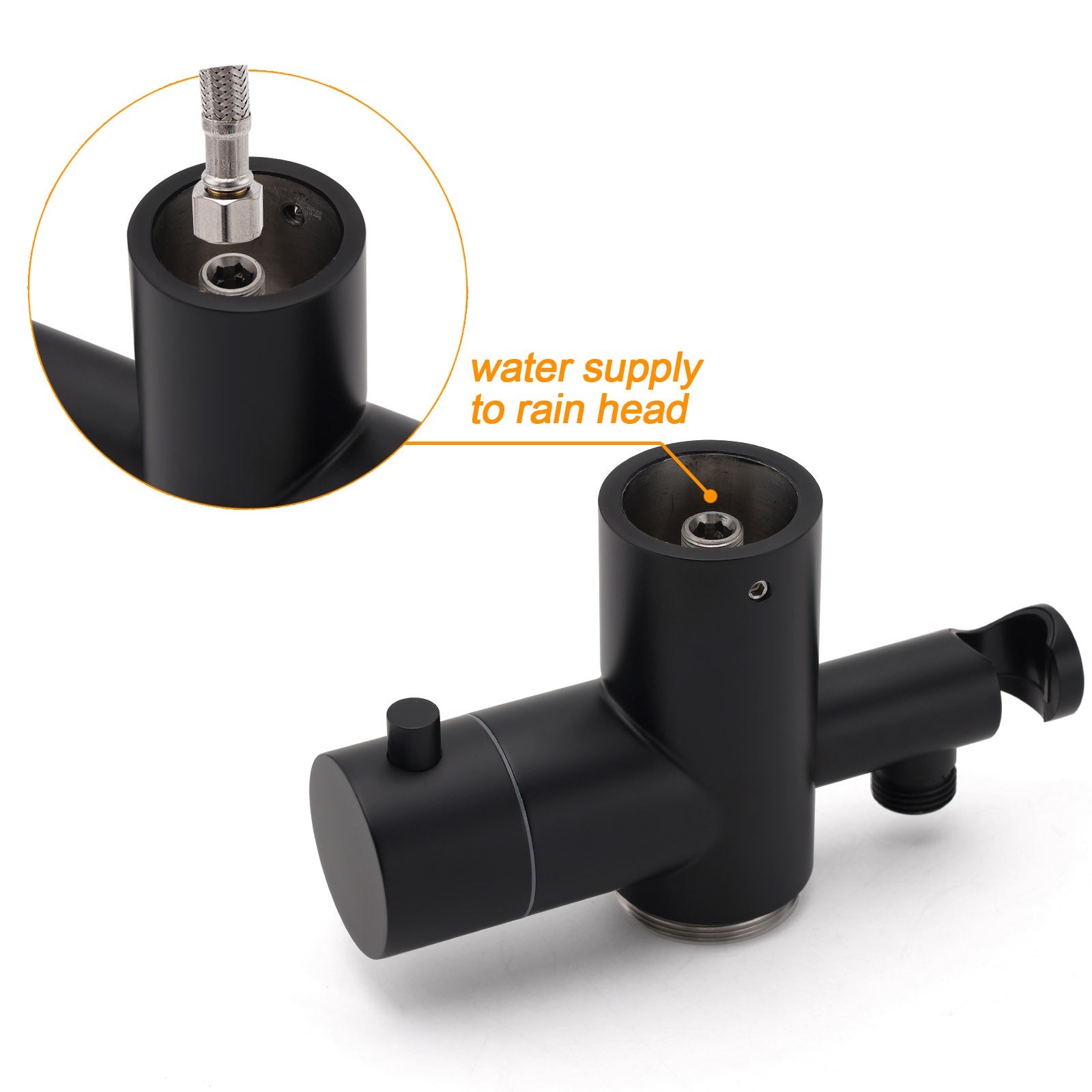 WELS Matte Black 316SUS Dual Shower Set Outdoor Bath System Rainfall 10" Head V1233-KH222B
