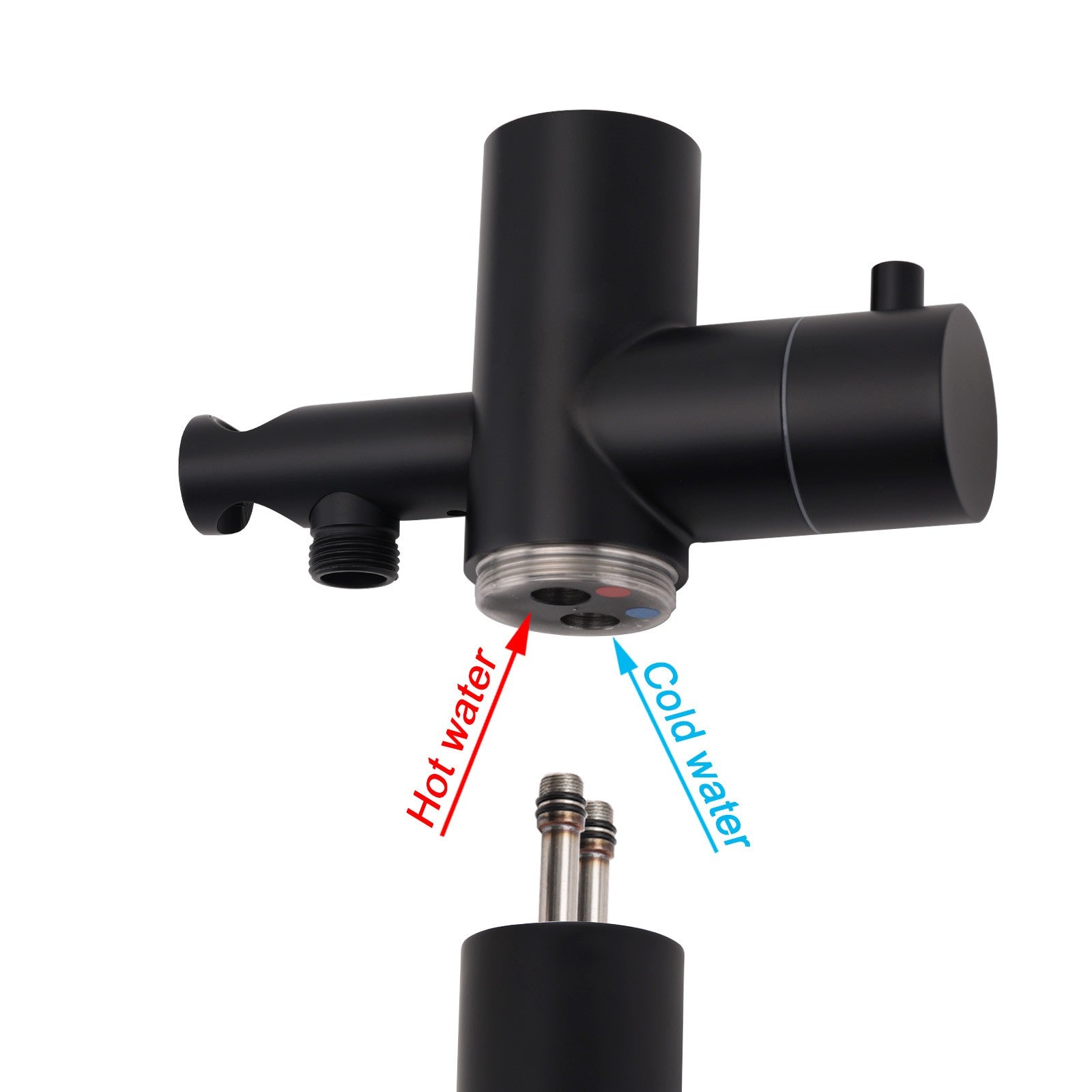 WELS Matte Black 316SUS Dual Shower Set Outdoor Bath System Rainfall 10" Head V1233-KH222B