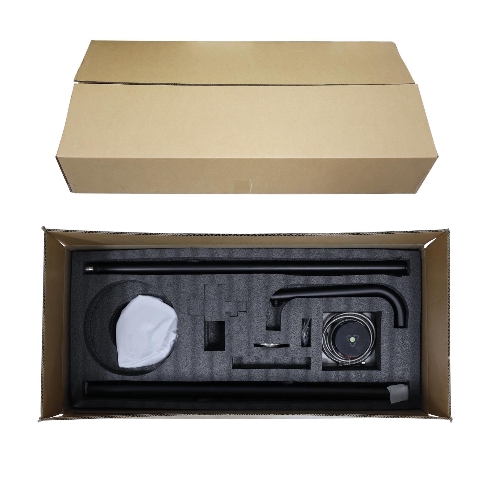 WELS Matte Black 316SUS Dual Shower Set Outdoor Bath System Rainfall 10" Head V1233-KH222B