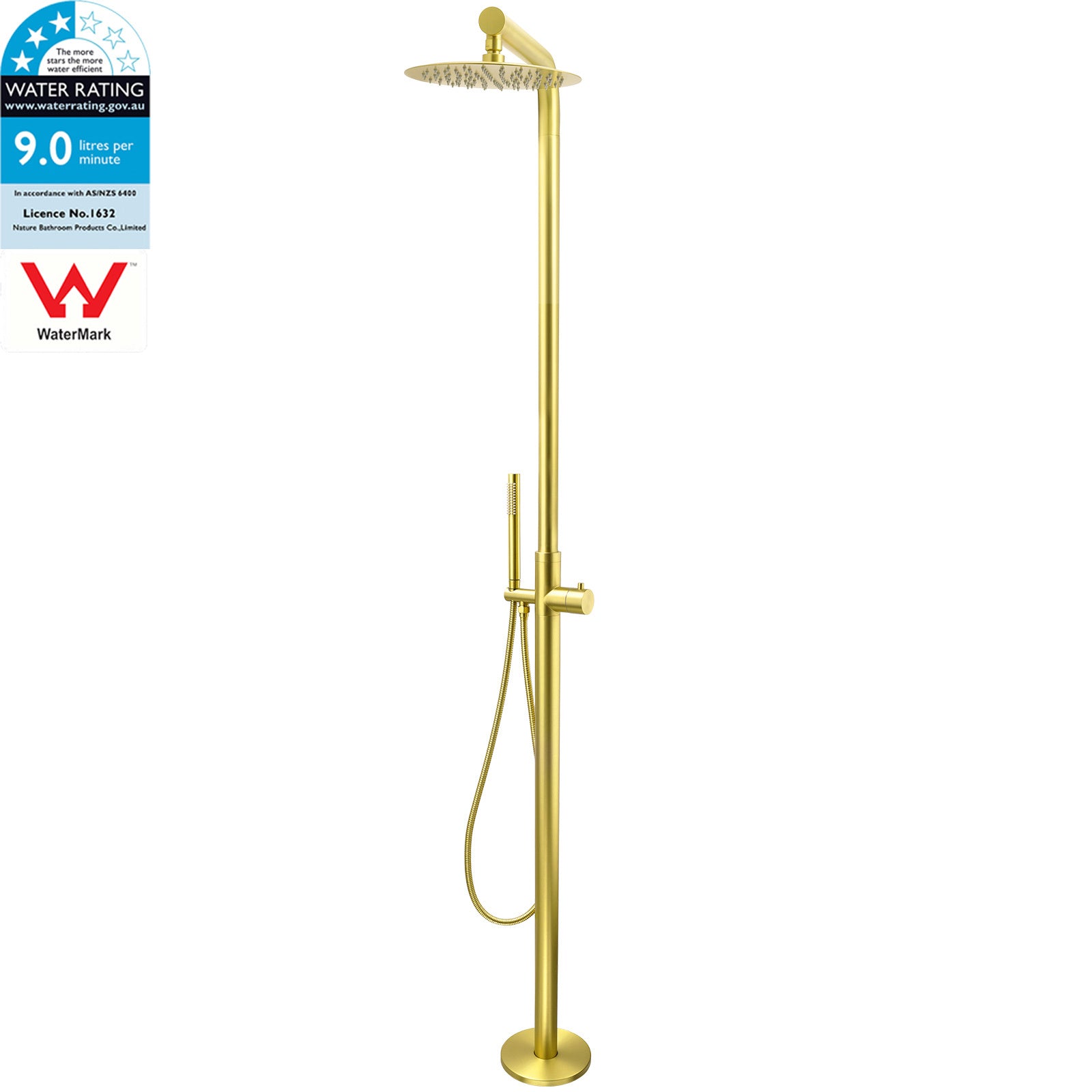 WELS Brushed Gold Twin Shower Handset Combo Set Outdoor Washing 10" Head 316 SUS V1233-KH222G
