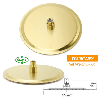 WELS Brushed Gold Twin Shower Handset Combo Set Outdoor Washing 10" Head 316 SUS V1233-KH222G