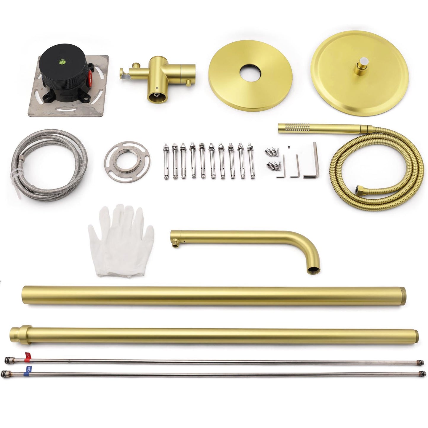 WELS Brushed Gold Twin Shower Handset Combo Set Outdoor Washing 10" Head 316 SUS V1233-KH222G