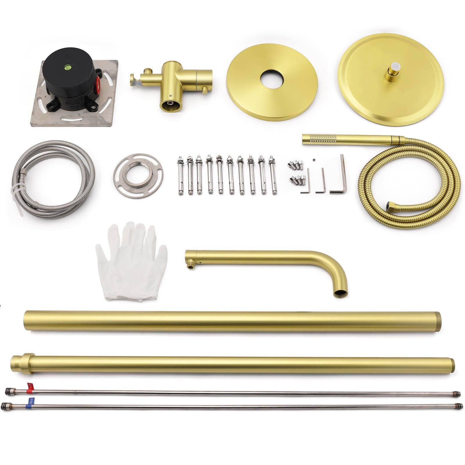 WELS Brushed Gold Twin Shower Handset Combo Set Outdoor Washing 10" Head 316 SUS V1233-KH222G