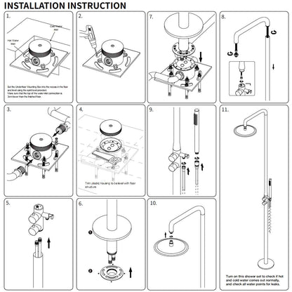 WELS Brushed Gold Twin Shower Handset Combo Set Outdoor Washing 10" Head 316 SUS V1233-KH222G