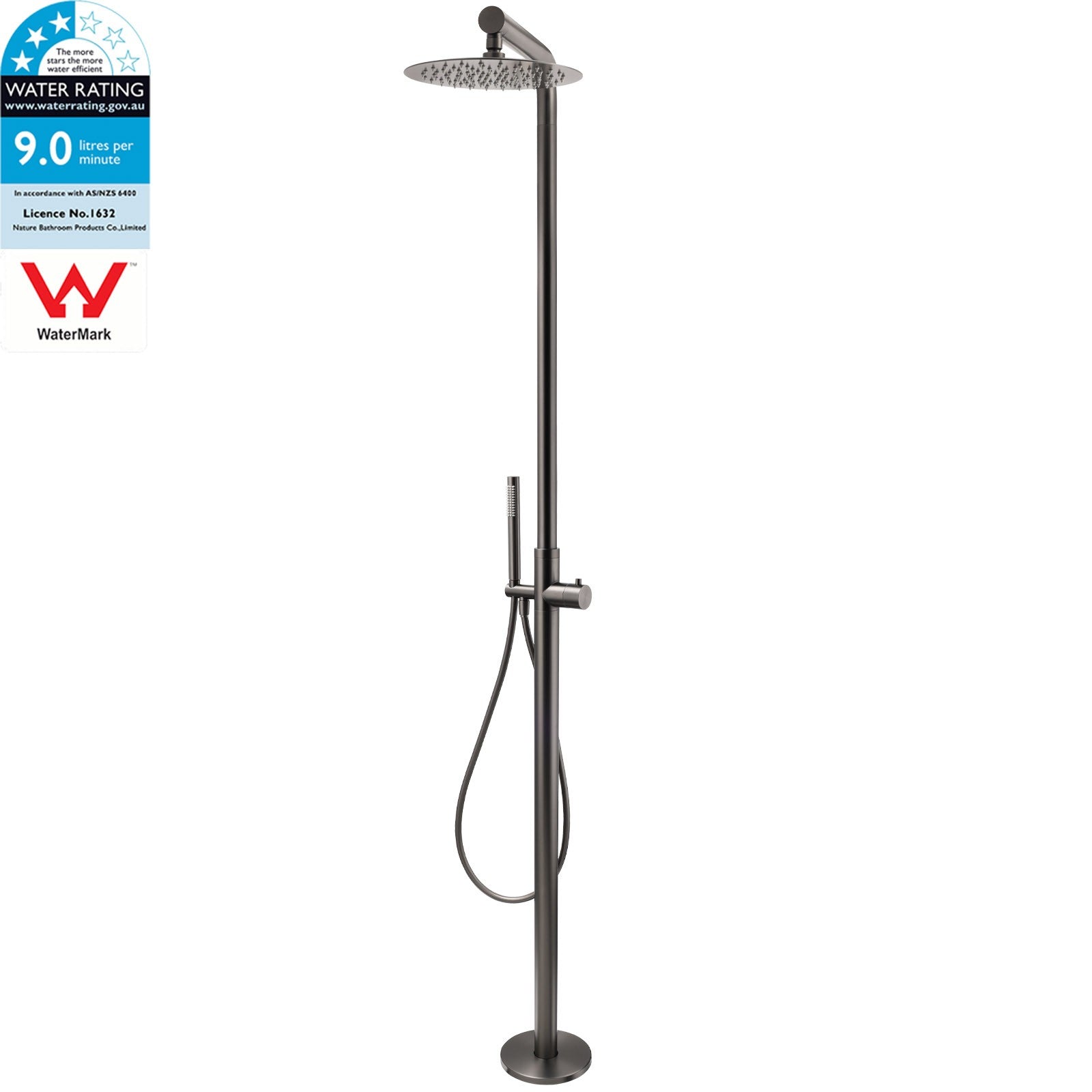 316 SUS WELS Gun Metal Twin Shower Handset Combo Outdoor Bath Rainfall 10" Head V1233-KH222GM