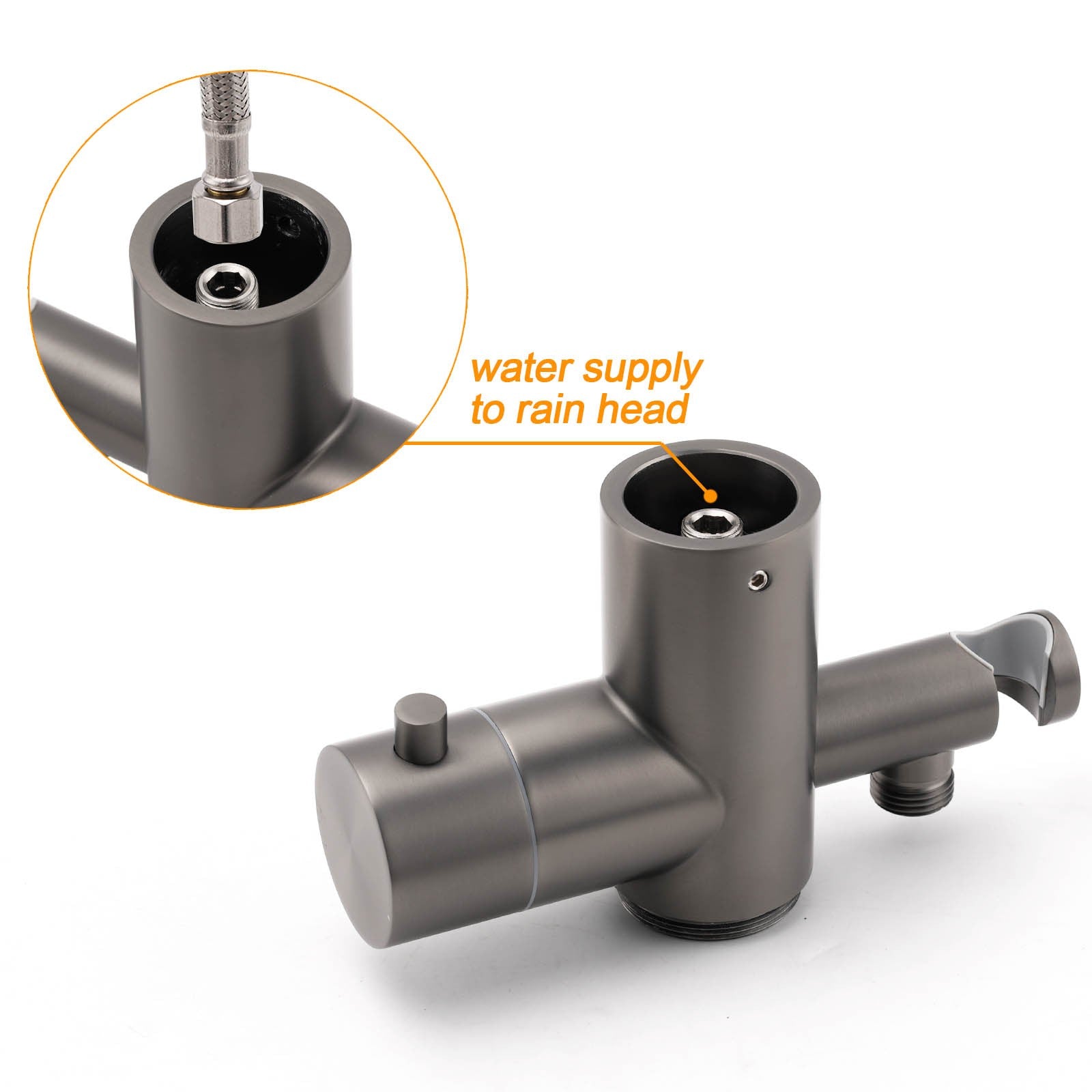 316 SUS WELS Gun Metal Twin Shower Handset Combo Outdoor Bath Rainfall 10" Head V1233-KH222GM