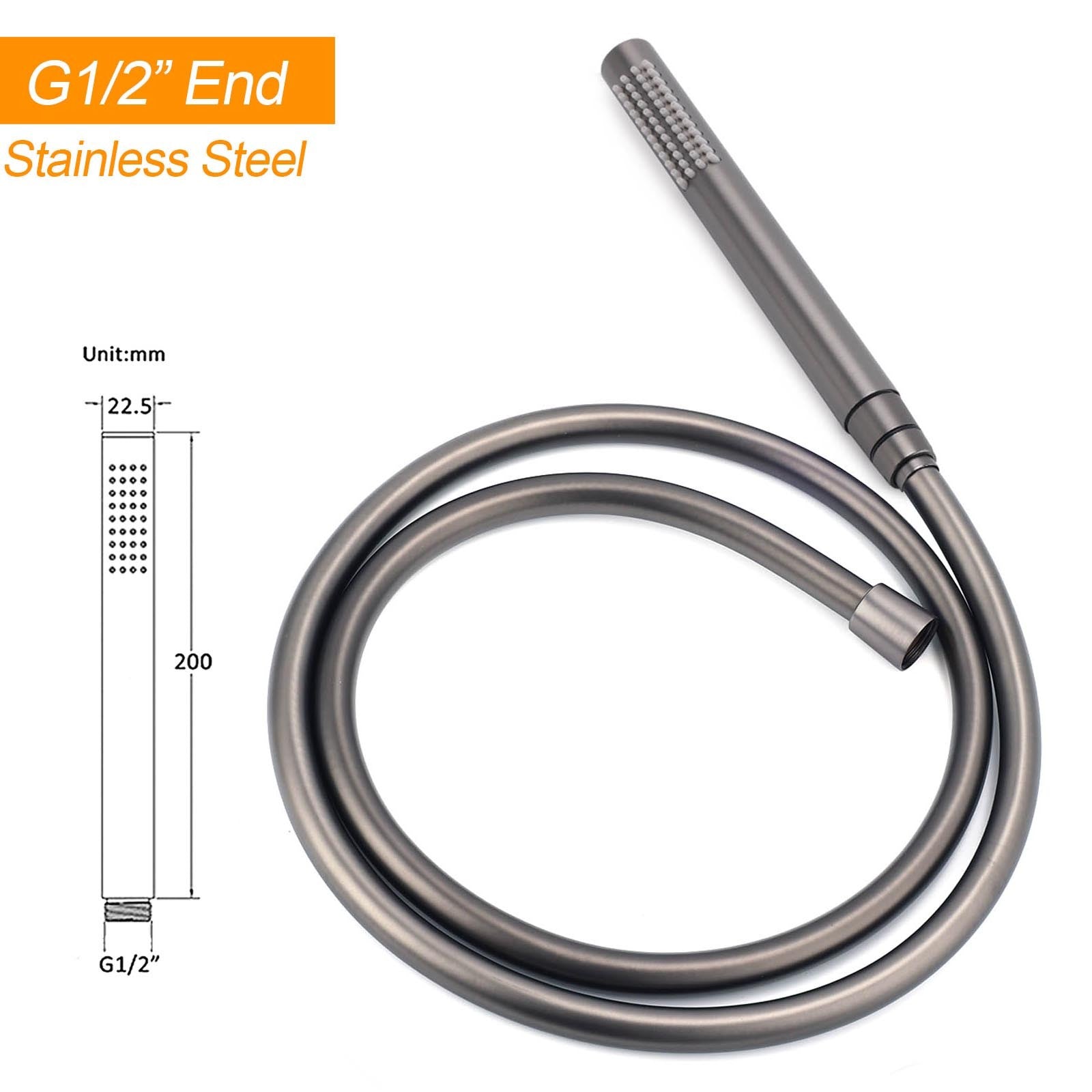 316 SUS WELS Gun Metal Twin Shower Handset Combo Outdoor Bath Rainfall 10" Head V1233-KH222GM
