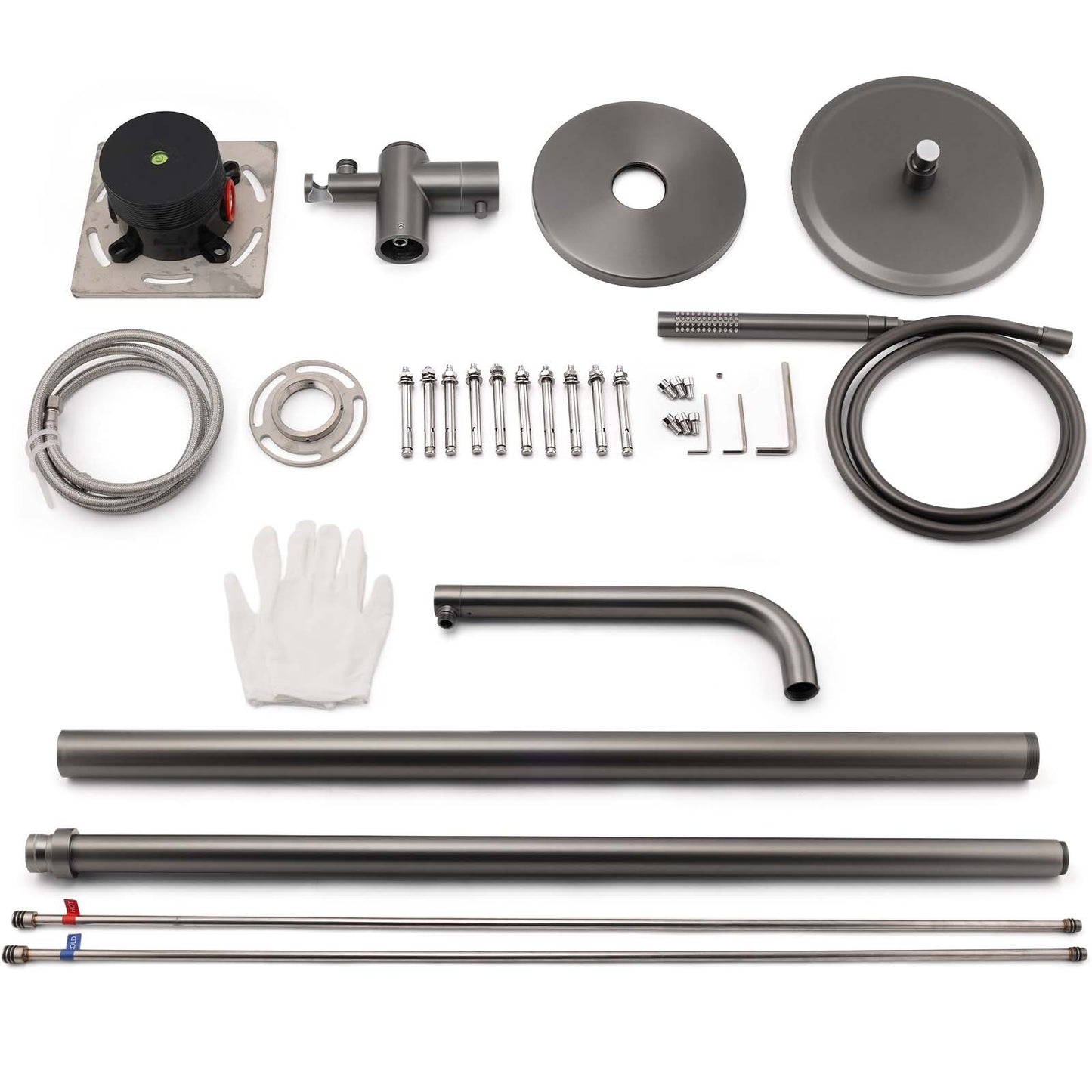 316 SUS WELS Gun Metal Twin Shower Handset Combo Outdoor Bath Rainfall 10" Head V1233-KH222GM