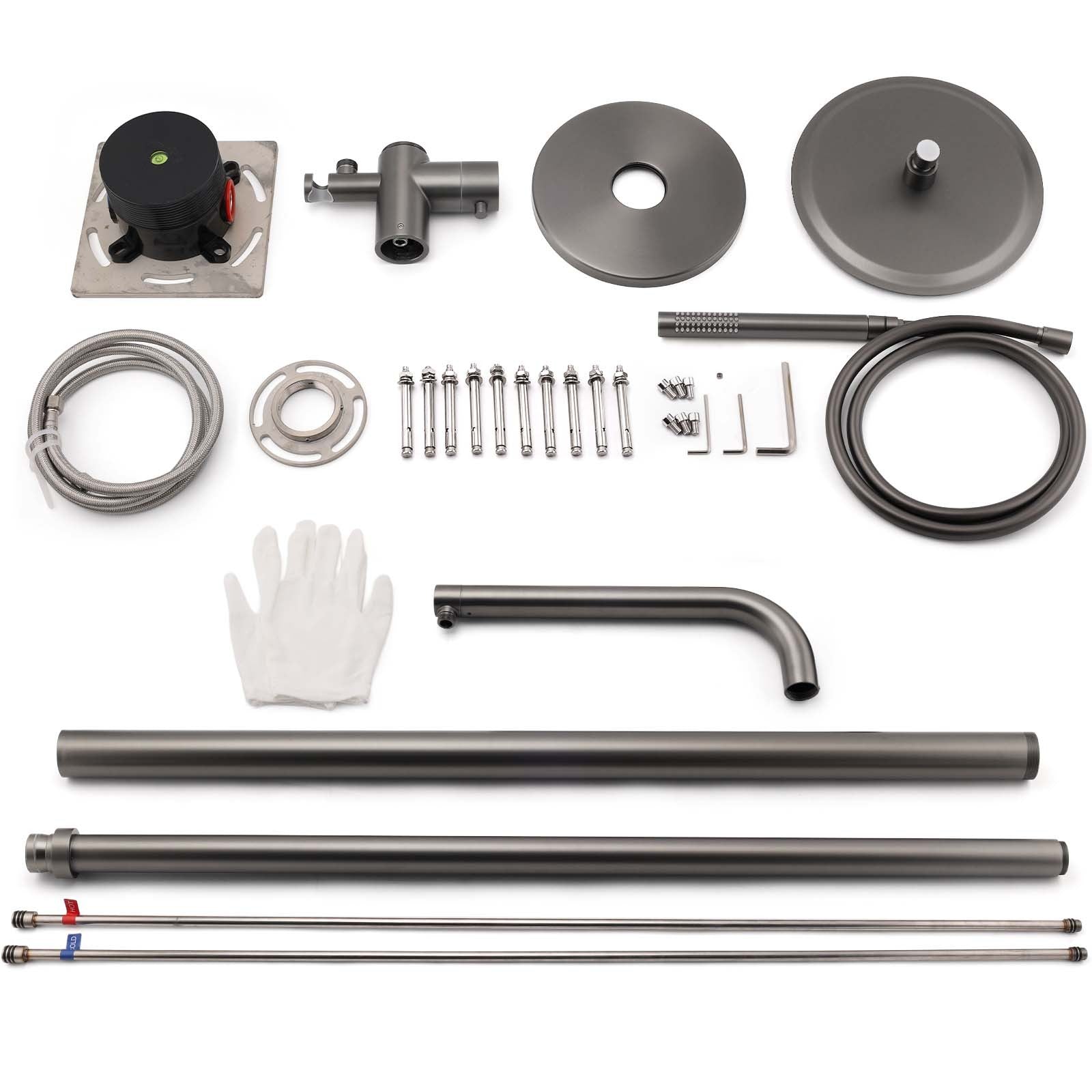 316 SUS WELS Gun Metal Twin Shower Handset Combo Outdoor Bath Rainfall 10" Head V1233-KH222GM