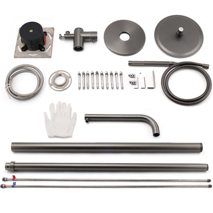 316 SUS WELS Gun Metal Twin Shower Handset Combo Outdoor Bath Rainfall 10" Head V1233-KH222GM