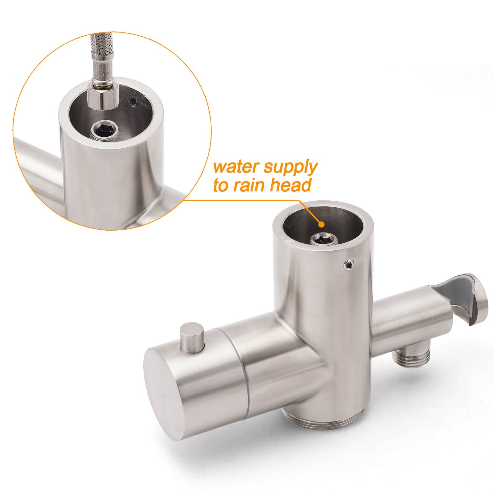 Watermark Brushed Nickel Dual Shower Handset Combo Outdoor Round 10" Head 316SUS V1233-KH222N