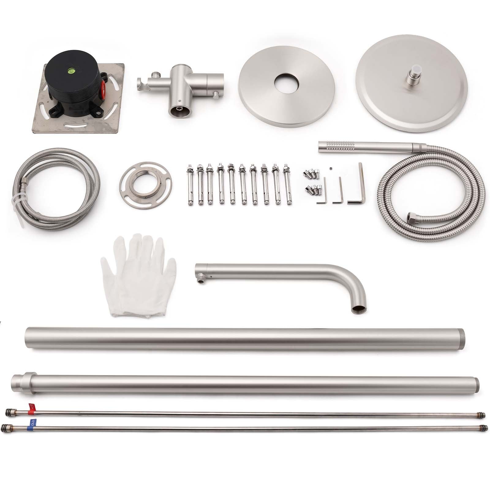 Watermark Brushed Nickel Dual Shower Handset Combo Outdoor Round 10" Head 316SUS V1233-KH222N