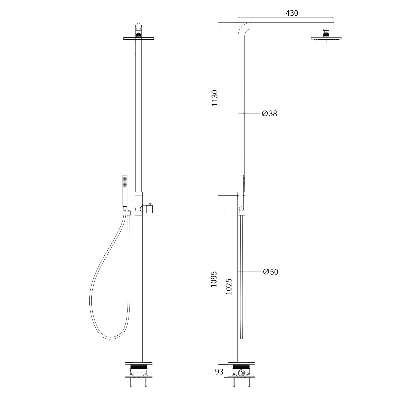 Watermark Brushed Nickel Dual Shower Handset Combo Outdoor Round 10" Head 316SUS V1233-KH222N