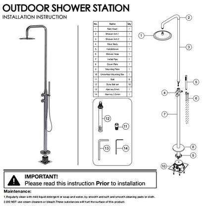 Watermark Brushed Nickel Dual Shower Handset Combo Outdoor Round 10" Head 316SUS V1233-KH222N