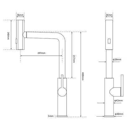 Brushed Nickel 3-Mode Kitchen Mixer Pull Out Down Sink Laundry Faucet Tap WELS V1233-KJU515N