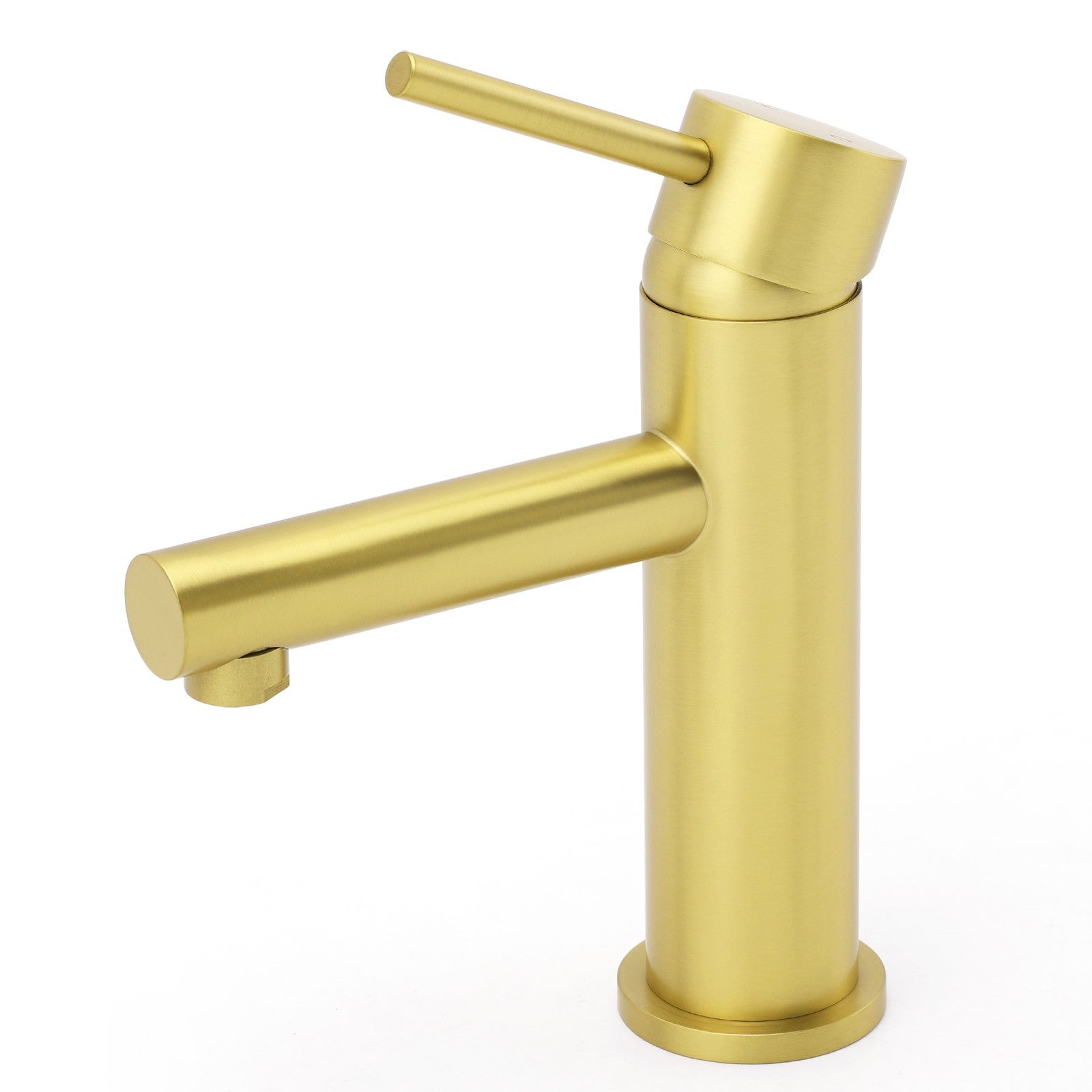 Brushed Gold Round Bathroom Basin Mixer Laundry Vanity Sink Faucet Lever Tapware V1233-KPL101G