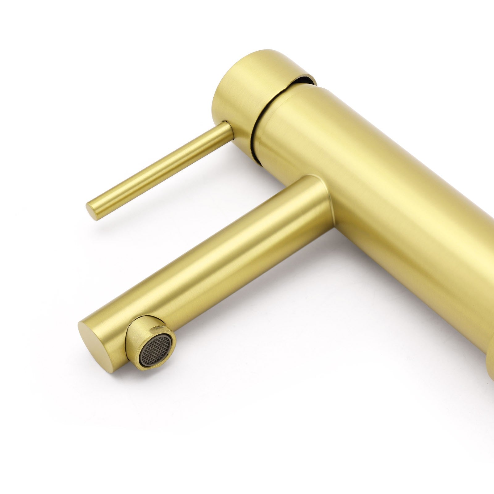 Brushed Gold Round Bathroom Basin Mixer Laundry Vanity Sink Faucet Lever Tapware V1233-KPL101G