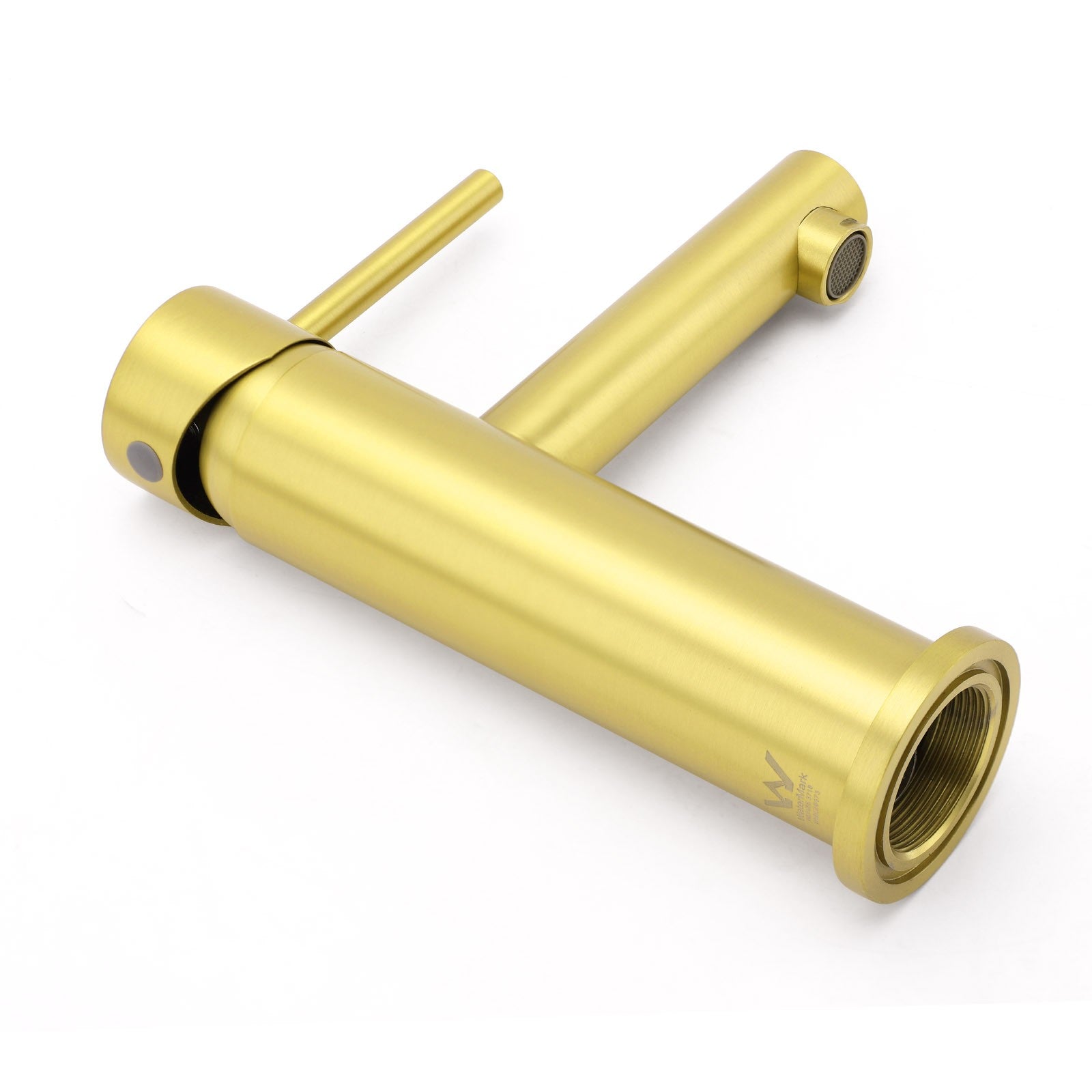 Brushed Gold Round Bathroom Basin Mixer Laundry Vanity Sink Faucet Lever Tapware V1233-KPL101G
