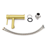 Brushed Gold Round Bathroom Basin Mixer Laundry Vanity Sink Faucet Lever Tapware V1233-KPL101G