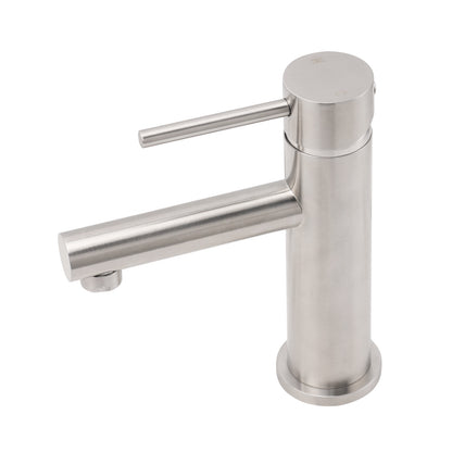 Brushed Nickel Basic Round Bathroom Basin Mixer Laundry Vanity Sink Faucet Tap V1233-KPL101N