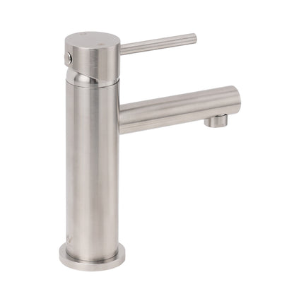 Brushed Nickel Basic Round Bathroom Basin Mixer Laundry Vanity Sink Faucet Tap V1233-KPL101N