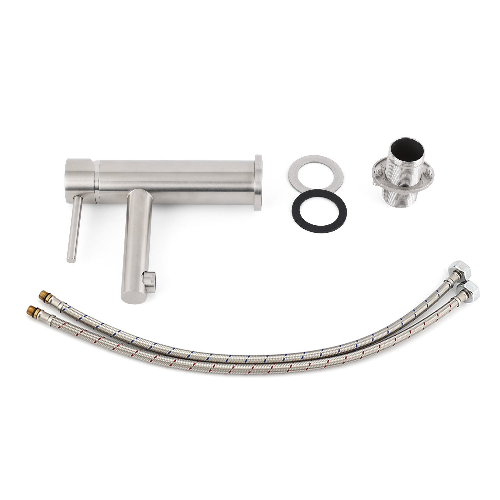 Brushed Nickel Basic Round Bathroom Basin Mixer Laundry Vanity Sink Faucet Tap V1233-KPL101N