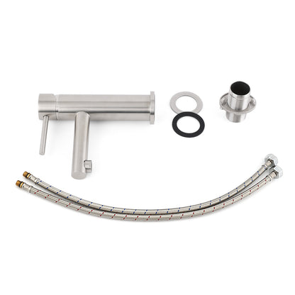 Brushed Nickel Basic Round Bathroom Basin Mixer Laundry Vanity Sink Faucet Tap V1233-KPL101N