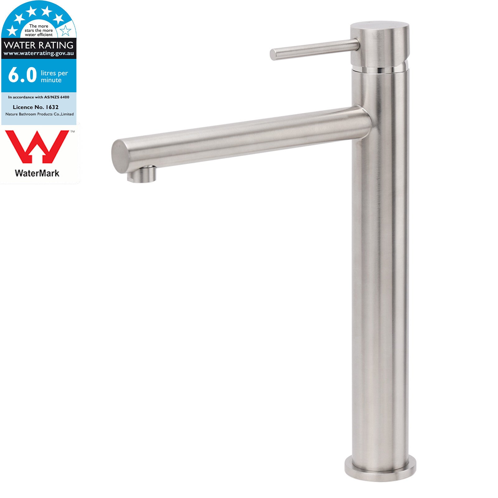 Brushed Nickel Classic Round Bathroom Basin Straight Spout Mixer Sink Faucet Tap V1233-KPL102N