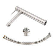 Brushed Nickel Classic Round Bathroom Basin Straight Spout Mixer Sink Faucet Tap V1233-KPL102N