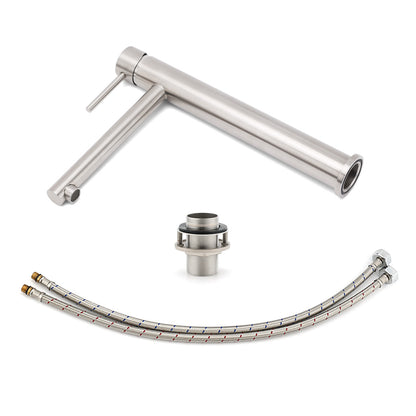Brushed Nickel Classic Round Bathroom Basin Straight Spout Mixer Sink Faucet Tap V1233-KPL102N