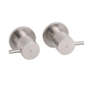 Brushed Nickel Wall Mounted 1/4 Turn Twin Shower Taps Set Hot Cold Water Valve V1233-KPL205BS