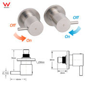 Brushed Nickel Wall Mounted 1/4 Turn Twin Shower Taps Set Hot Cold Water Valve V1233-KPL205BS